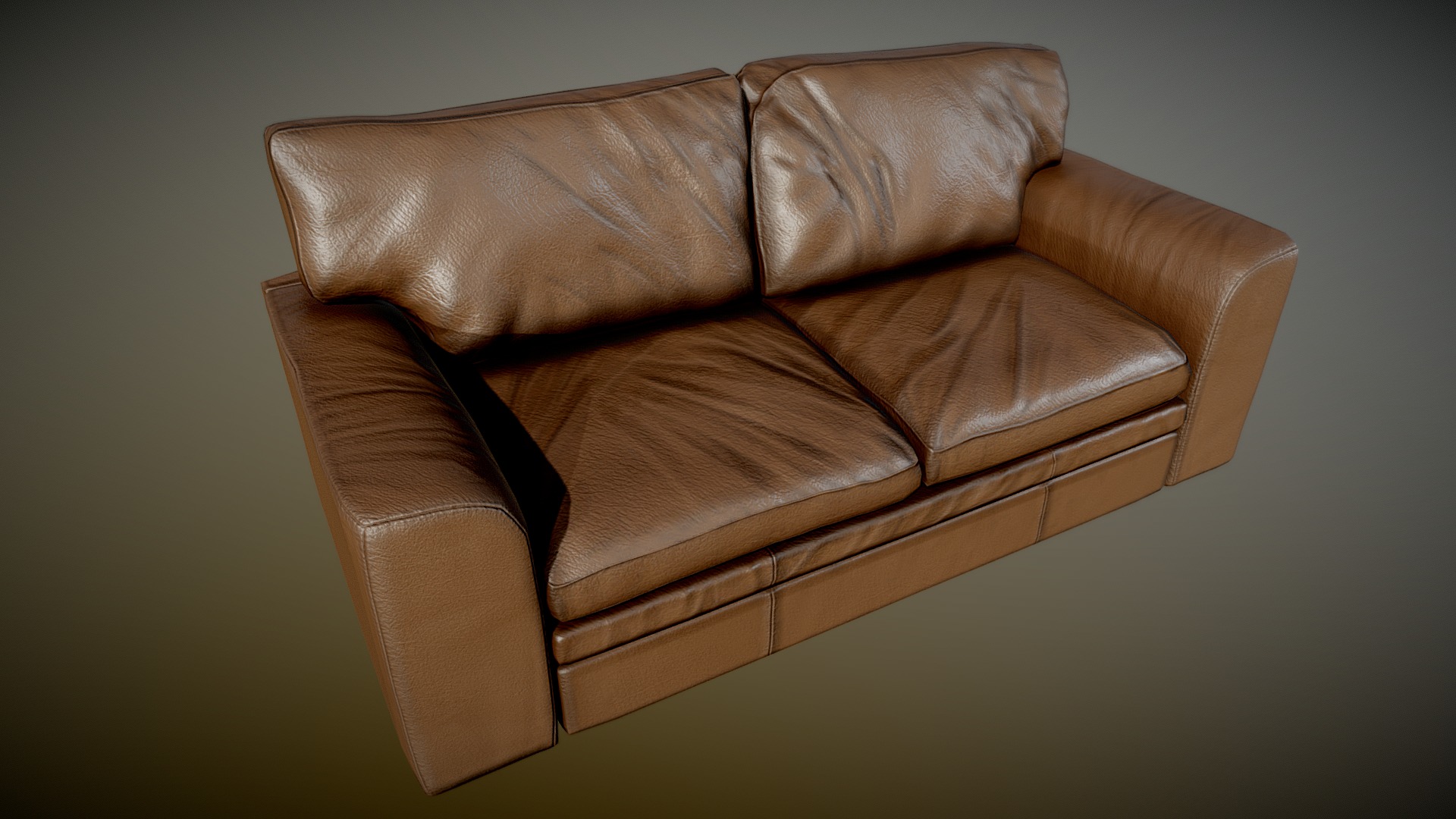 3D model Old Clean Leather Couch Brown – PBR - This is a 3D model of the Old Clean Leather Couch Brown - PBR. The 3D model is about a brown leather couch.