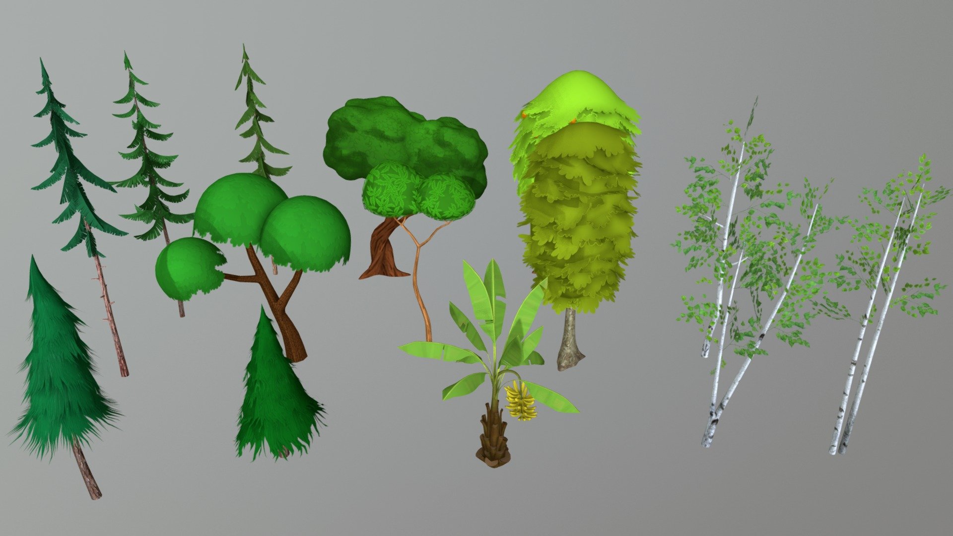 Cartoon Trees - 3D model by Buncic (@buncic) [0c7e56a]