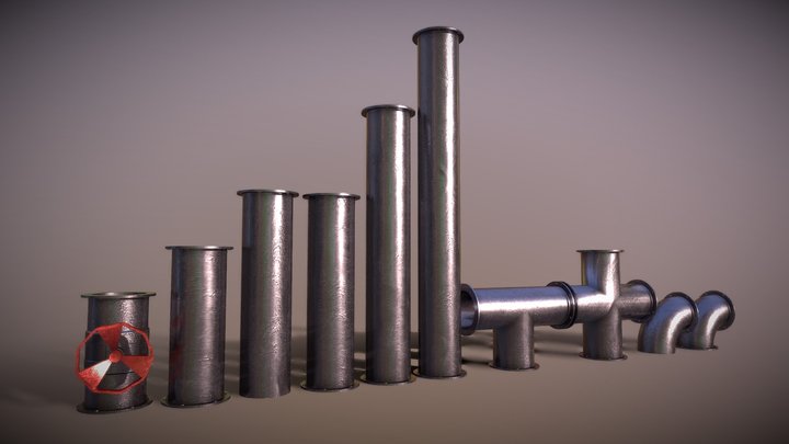 Pipe and Valve model 3D Model