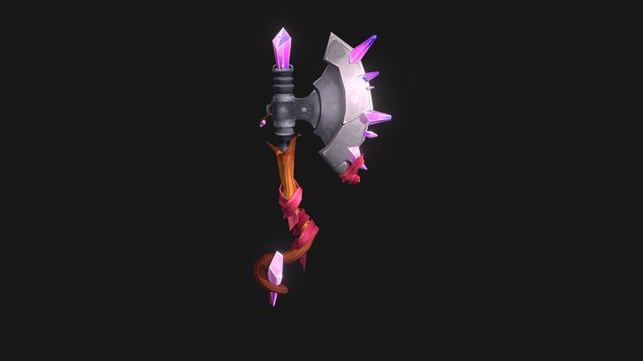 Handpainted crystal axe 3D Model