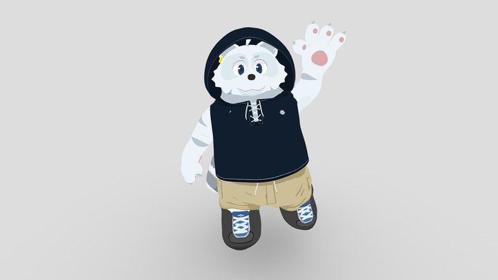 [OC] Shimo the white raccoon V皮模型展示 3D Model