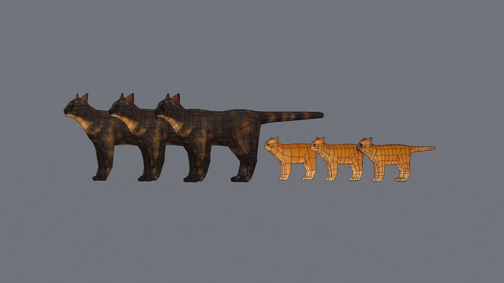 Cat and Kitten LODs 3D Model