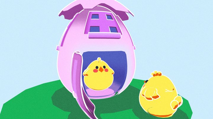 Cute Egg house 🐣 3D Model