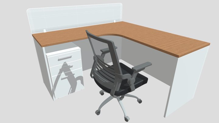 Office desk - Workstation-Office furniture 3D Model
