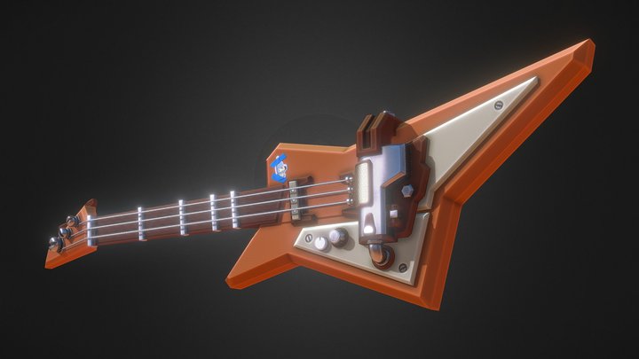 Cartoon Guitar 3D Model