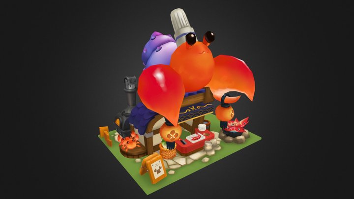 Crustacean cooking shop low poly 3D Model