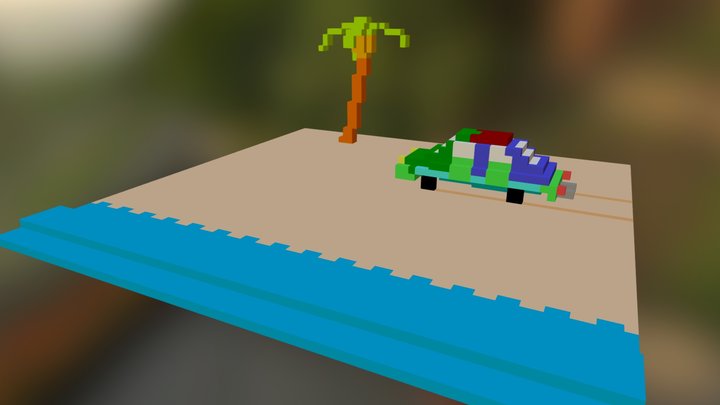 Car & Beach 3D Model