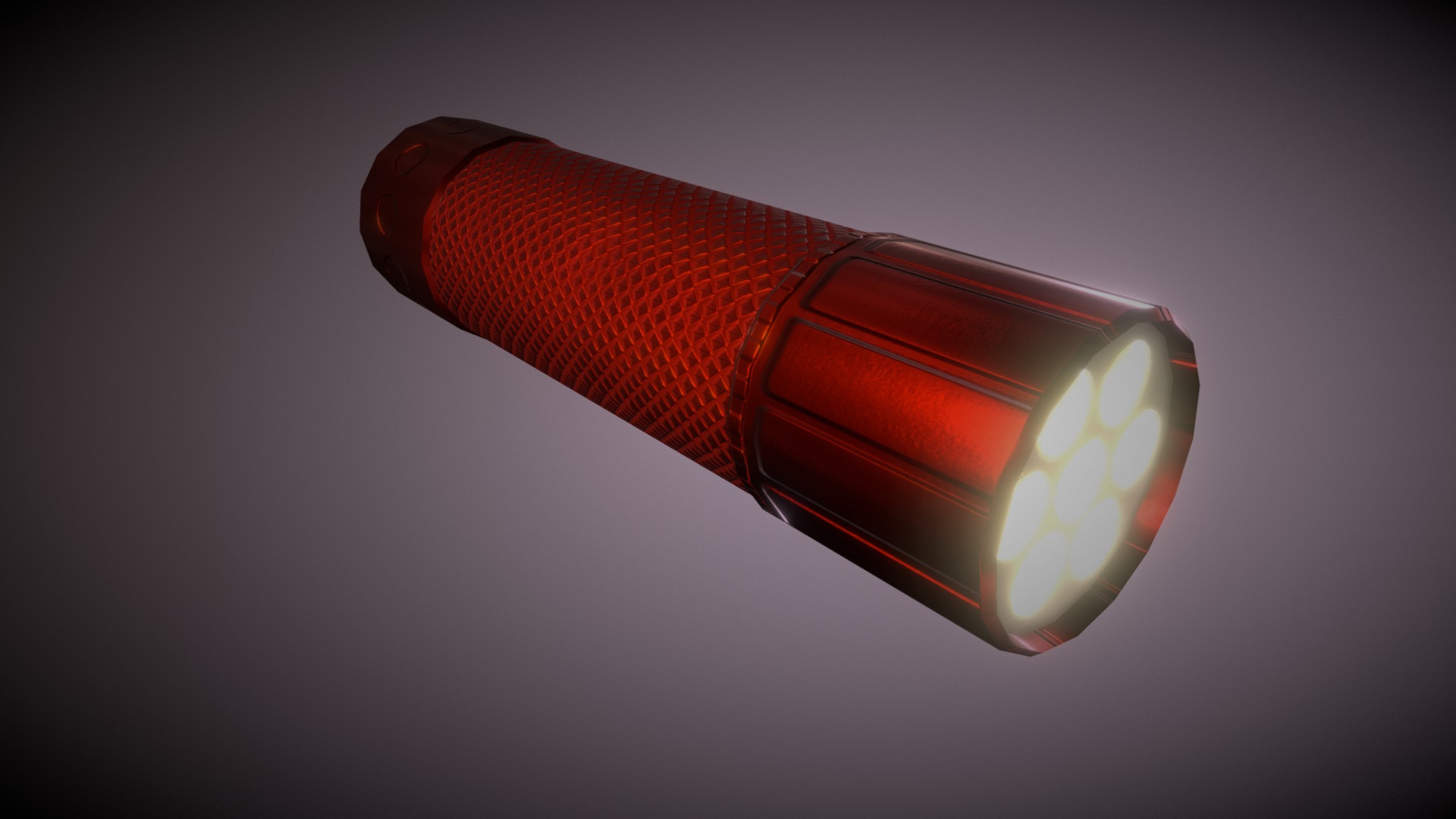 3D model Game Ready Led Lamp Torch Red Aluminum Low Poly - This is a 3D model of the Game Ready Led Lamp Torch Red Aluminum Low Poly. The 3D model is about a red and white cylindrical object.