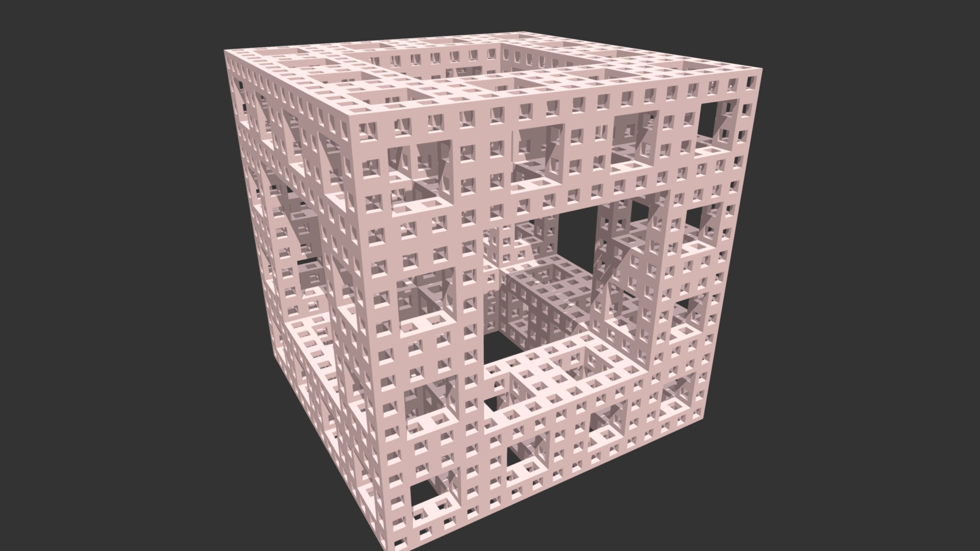 3D model Level 3 Menger Sponge variation - This is a 3D model of the Level 3 Menger Sponge variation. The 3D model is about a close-up of a square.