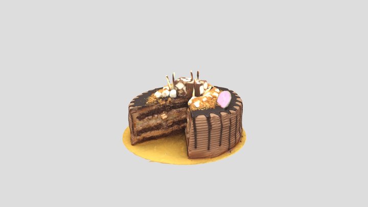 Chocolate Cake Cut 3D Model