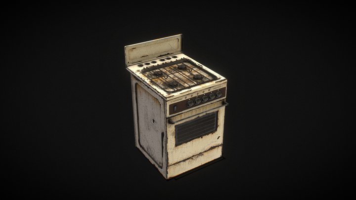 Old_Russian_GasStove_GameReady_LowPoly_Asset 3D Model