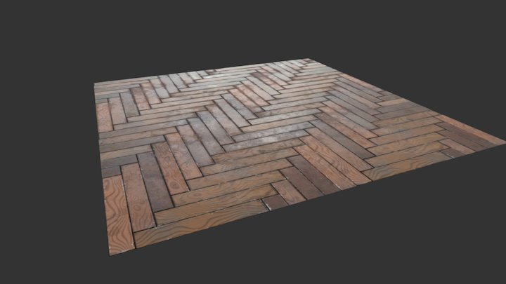 Wooden Floor Stepped Pattern 3D Model