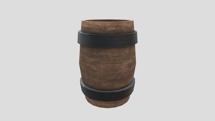 Barrel with Textures 3D Model