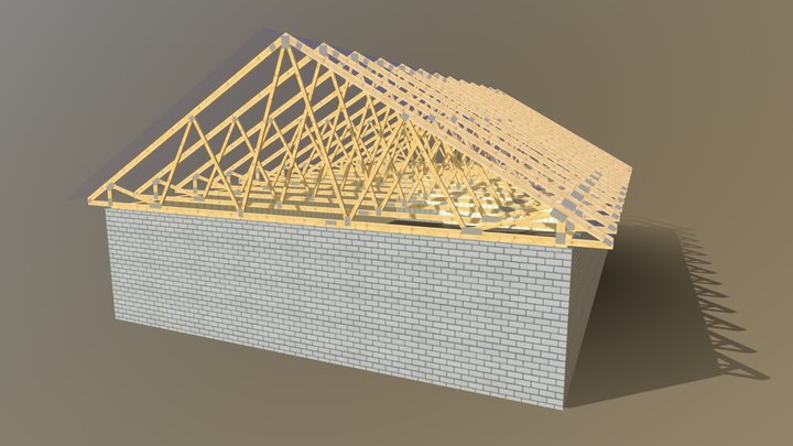 Timber roof trusses for Private house. 3D Model