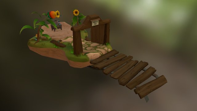 Handpainted treasure island 3D Model