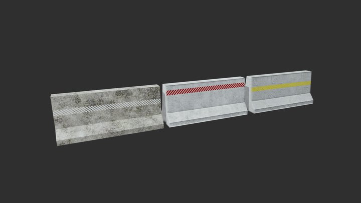 Collection of Low Poly Concrete Barrier 3D Model