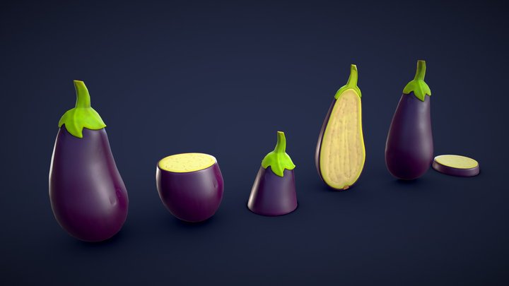 Stylized Eggplant - Low Poly 3D Model