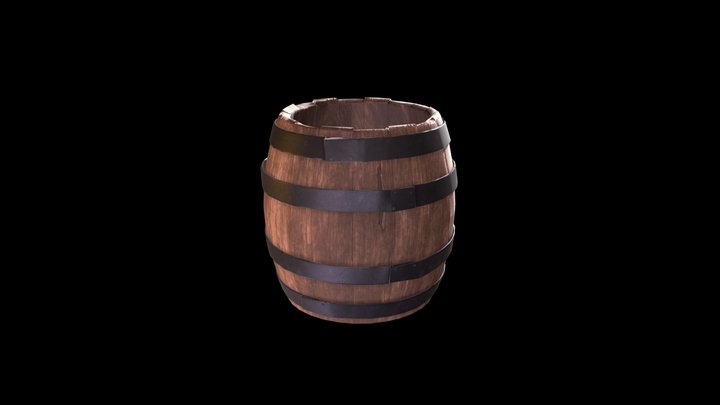 Open wood barrel 3D Model
