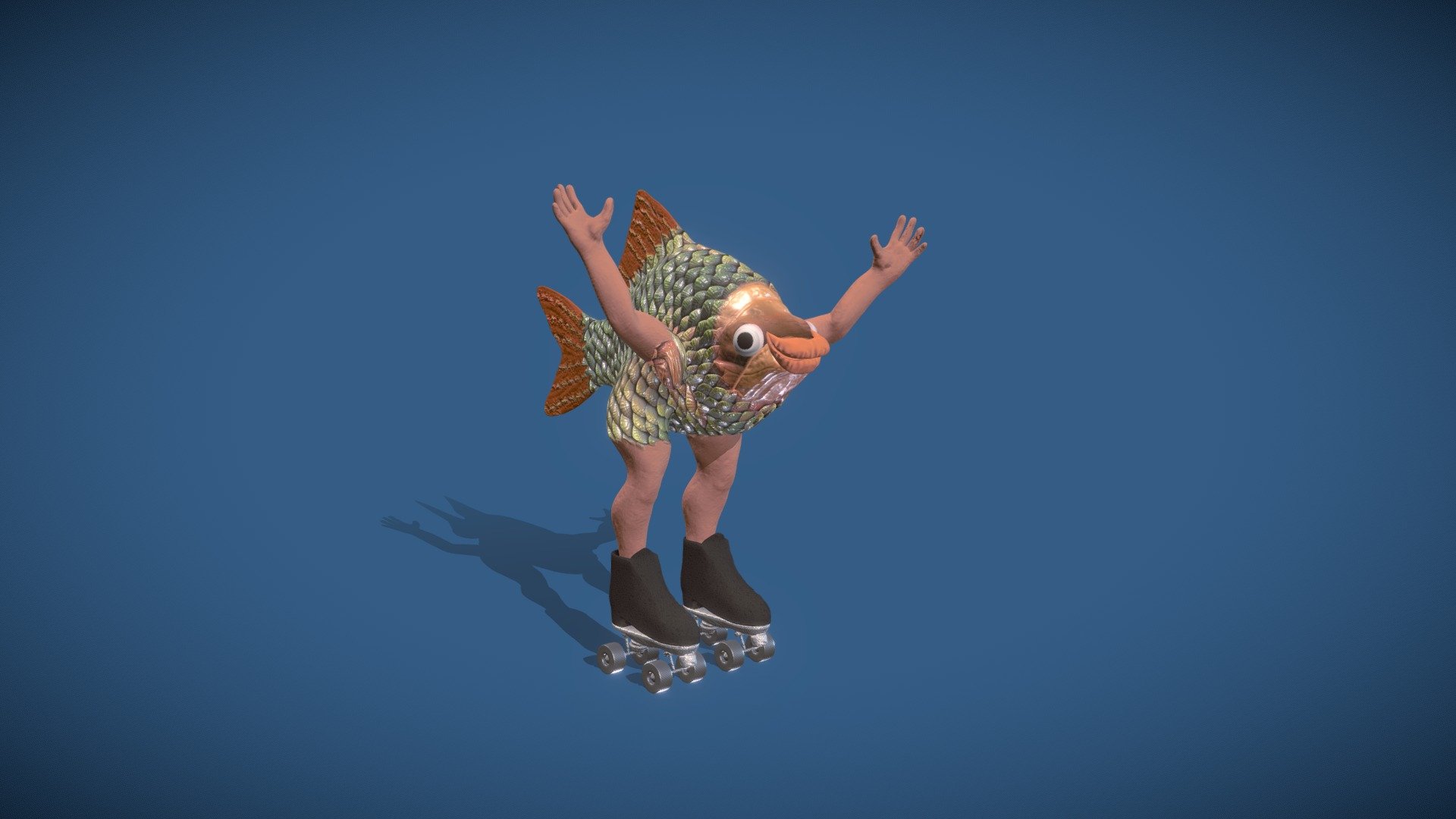 Fish on rollerblades - 3D model by Aksin Leon (@leonimation) [0ca39ea ...