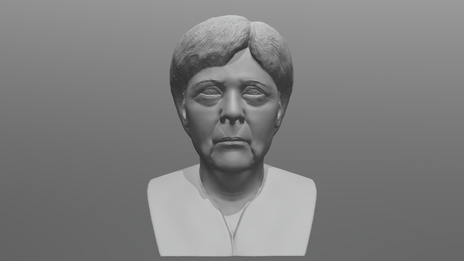 3D model Angela Merkel bust 3D printing ready - This is a 3D model of the Angela Merkel bust 3D printing ready. The 3D model is about a man with a surprised expression.