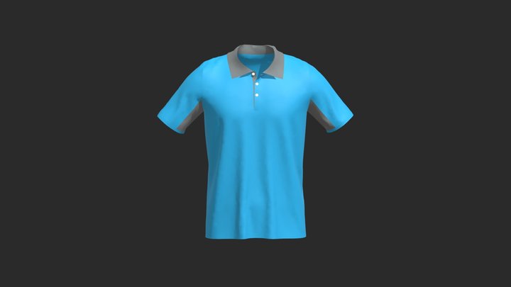 T-shirt Polo Lengan Pendek (Model 2) 3D Model