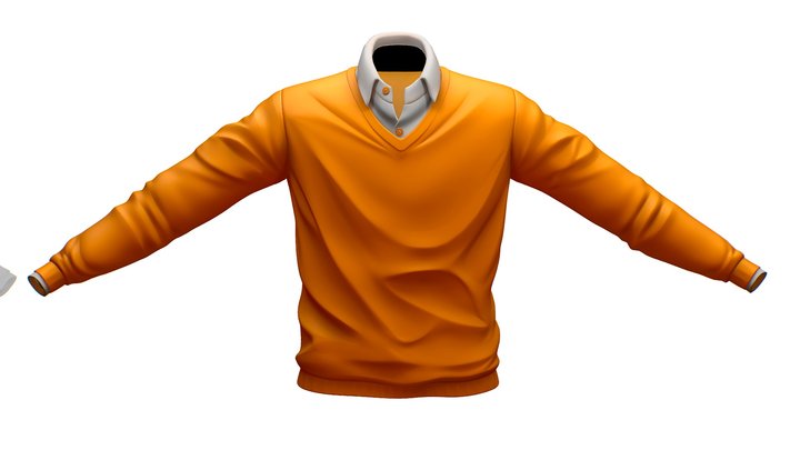 Cartoon High Poly Subdivision Sweater Orange 3D Model