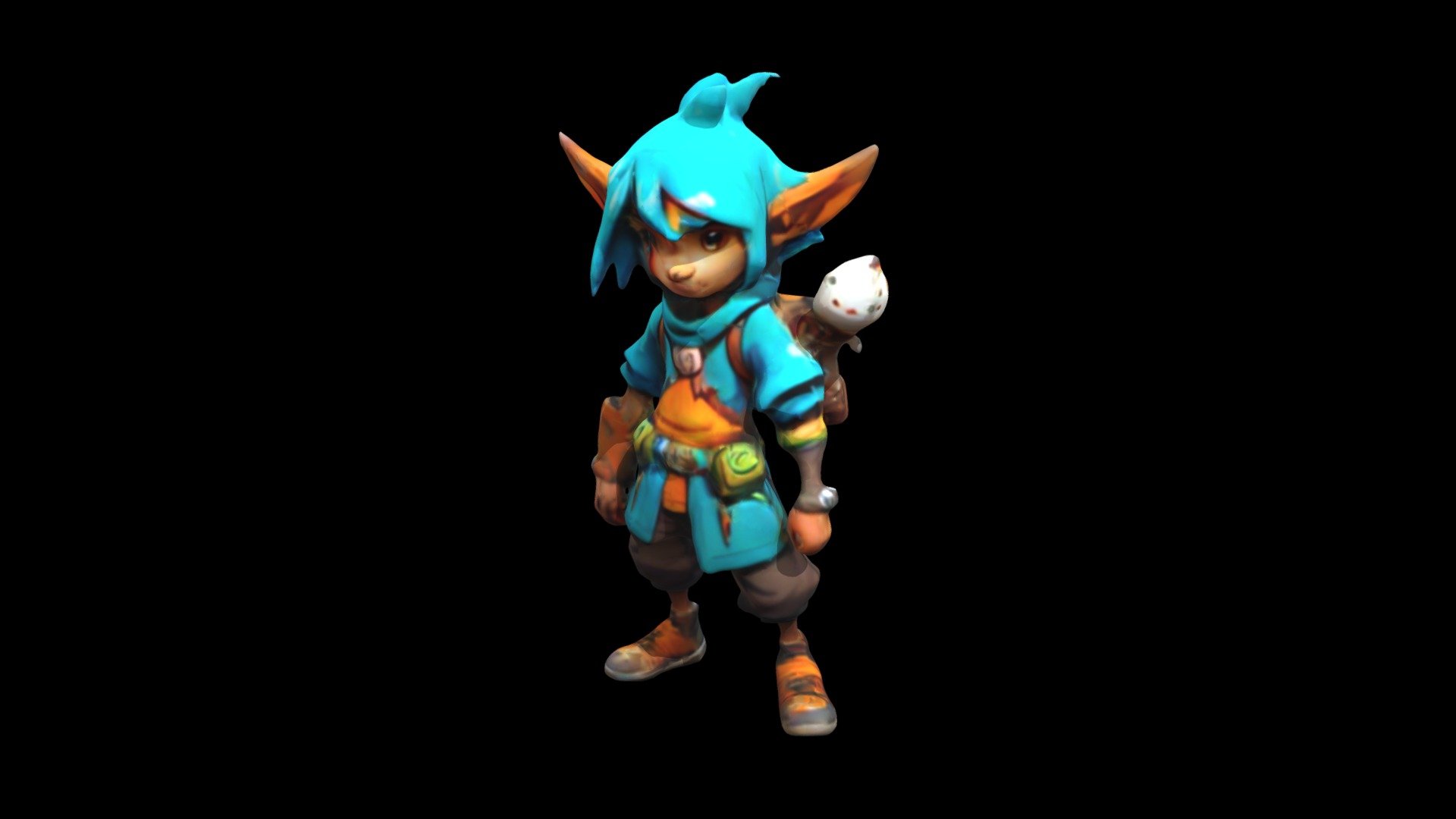 a cartoon character with blue hair and orange - Download Free 3D model ...
