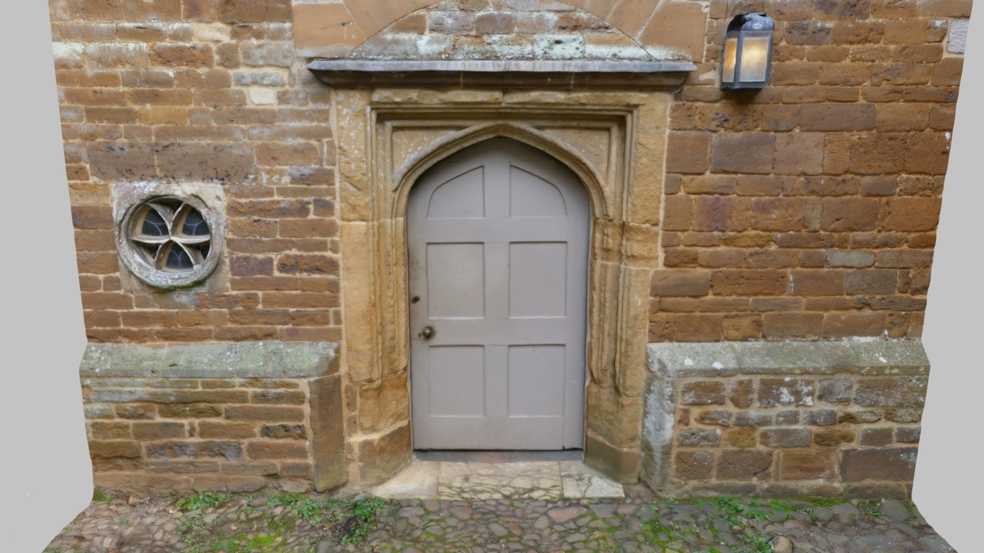 Tudor doorway and trefoil window, Canons Ashby