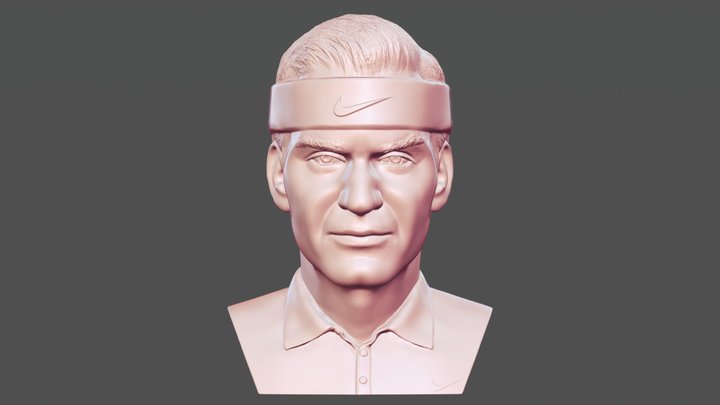 Roger Federer bust for 3D printing 3D Model