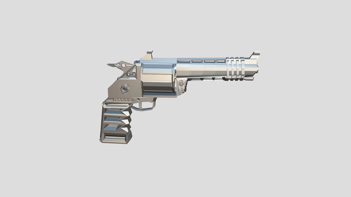 Cyberpunk Revolver Gold 3D Model