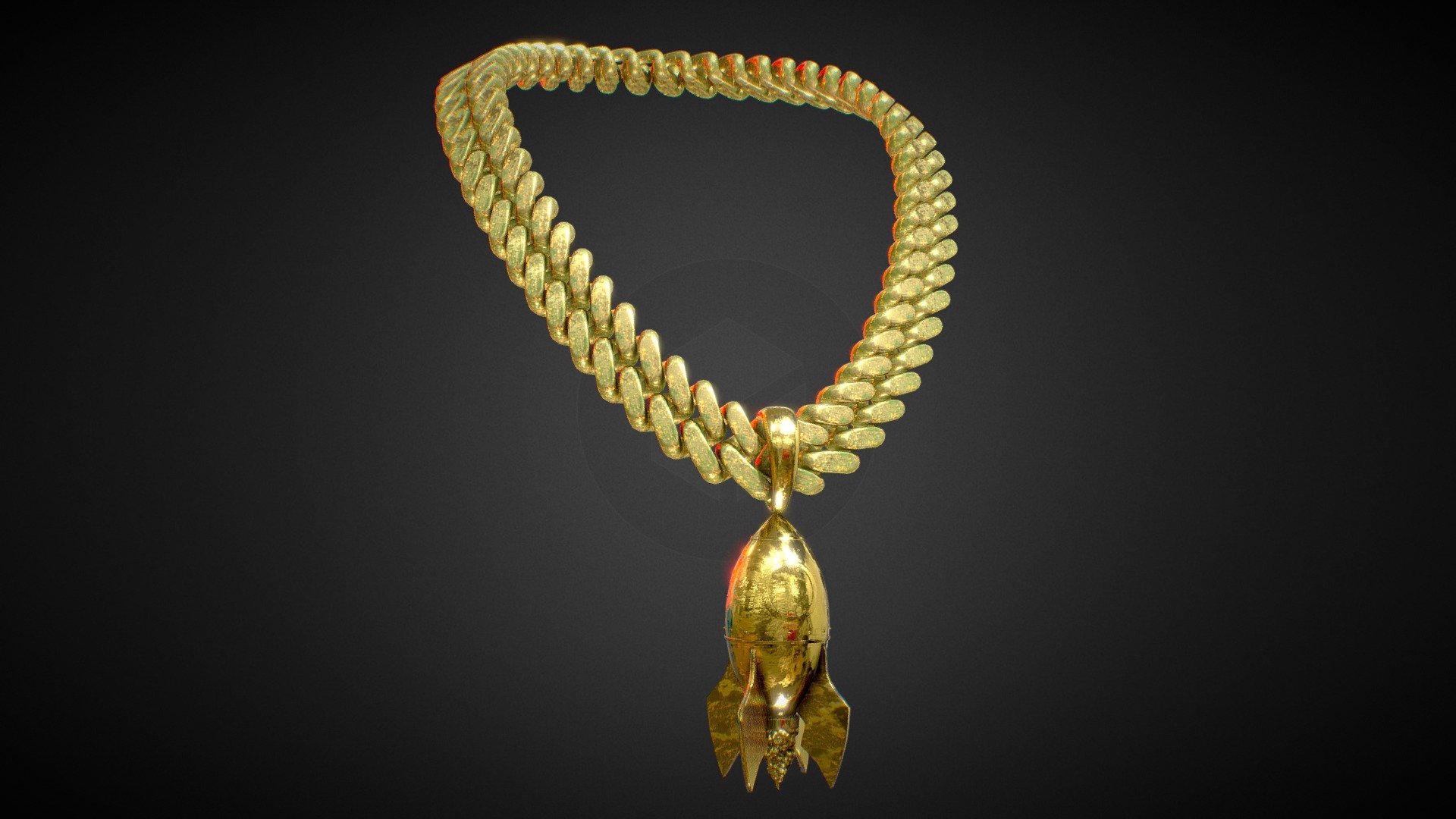 Glowing Cracked Rocket Chain Buy Royalty Free 3D model by Tiko