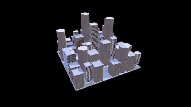 Procedural Downtown Core 3D Model