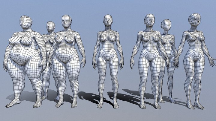 Bundle Girls Stylized Basemeshes 3D Model