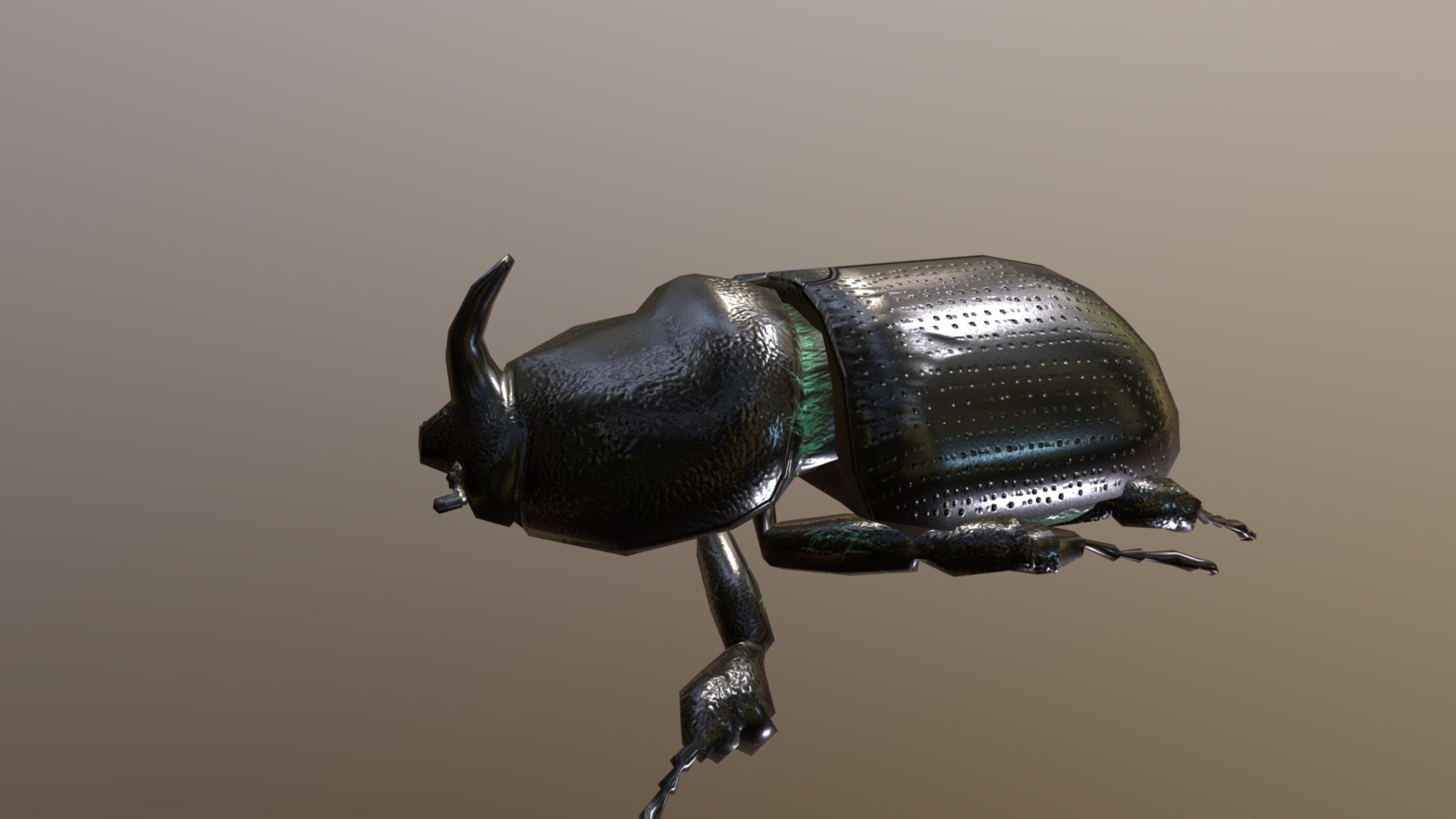 3D model Beetle – Oryctes Nasicornis - This is a 3D model of the Beetle - Oryctes Nasicornis. The 3D model is about a black and green beetle.