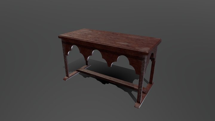 Medieval wooden desk 3D Model