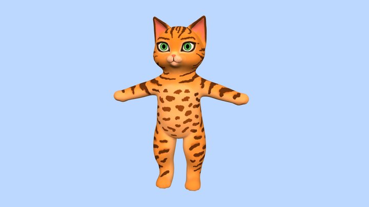 Cartoon bengal cat 3D Model