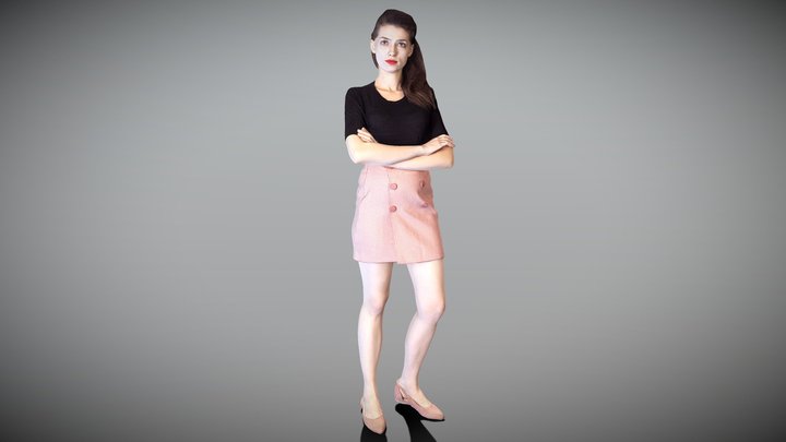 Young woman in a black sweater and a skirt 206 3D Model