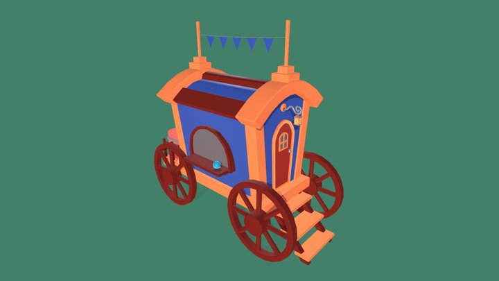 Lowpoly Wagon 3D Model