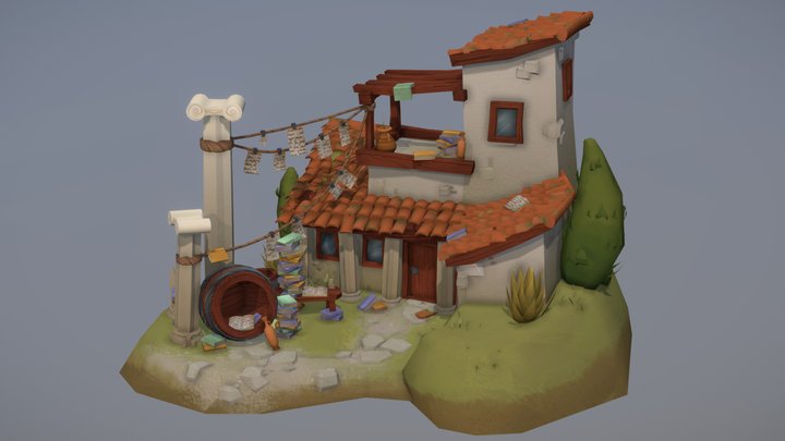 DAE GameArt Exam - Greek Philosopher's House 3D Model