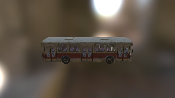 Abandoned Wrecked Bus 3D Model