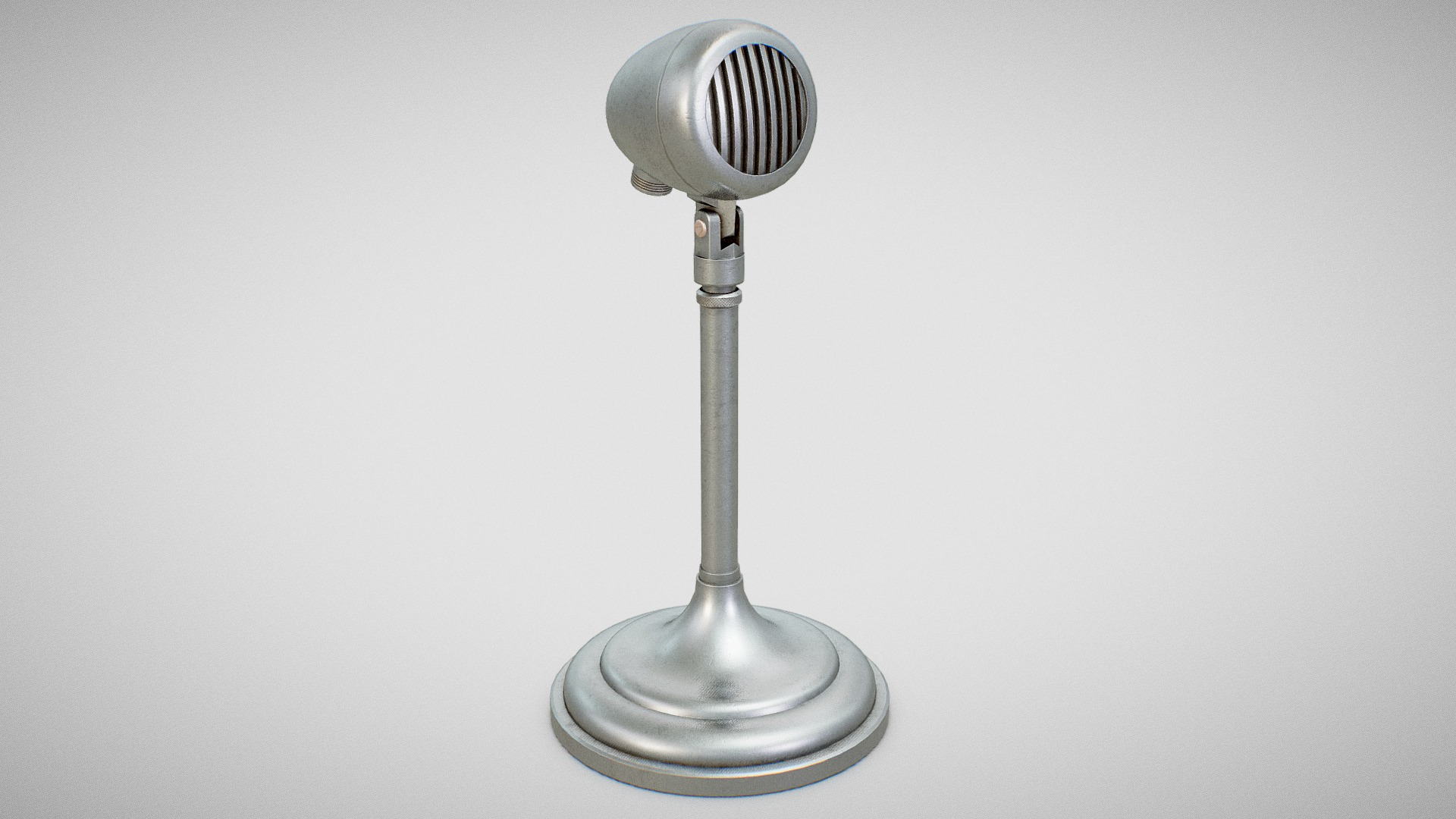 3D model Microphone – American D5T (Used) - This is a 3D model of the Microphone - American D5T (Used). The 3D model is about a silver and black lamp.