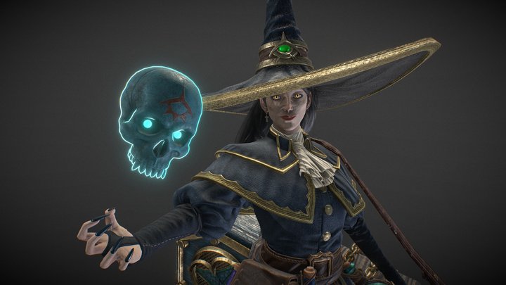 Skull Coffin Witch 3D Model