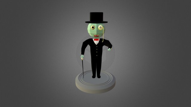 Gentleman Comic Zombie Lowpoly 3D Model