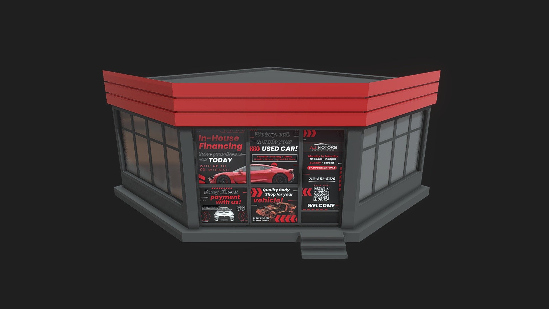 AJ_Motors Window Mockup - 3D model by gemzki002 [0cc05f8] - Sketchfab