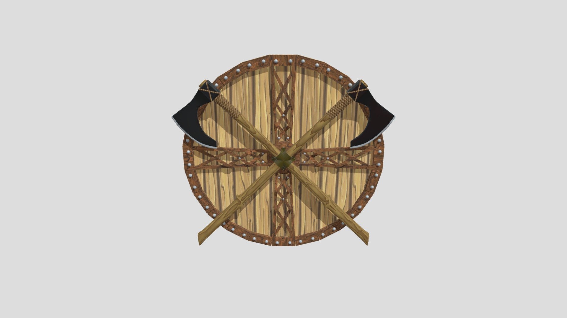 shield with axes — Sketchfab embed 3D viewer
