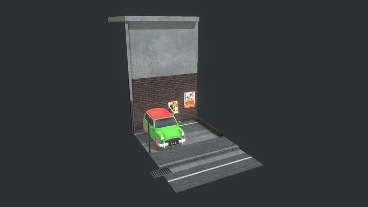 Japanese Street Section B Alternate - Car Park 3D Model