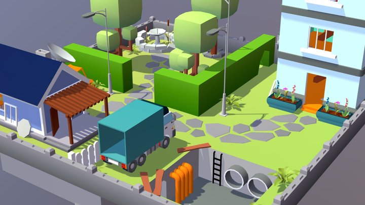 Low Poly Stage – Kostenloses 3D-Modell STL