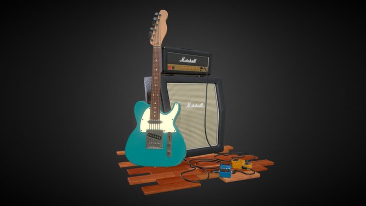 Telecaster Guitar Set 3D Model