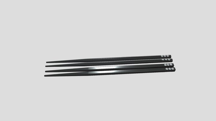 Chopsticks collection 1 : Black Sakura 3D Model