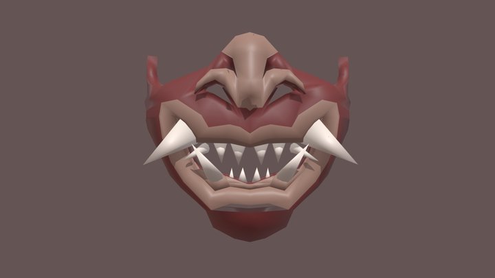 Oni Mask _Stylized Samurai Demon Mask (Low Poly) 3D Model